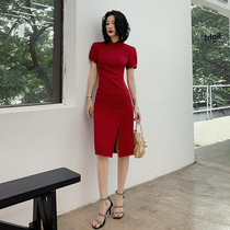 Improved toast dress Qipao Dress Young style 2022 New summer bridal wine red banquets small sub-medium length