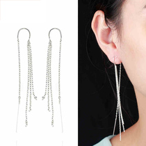 999 sterling silver ear line womens long tassel face thin earrings temperament earrings ear chain 2021 new fashion jewelry