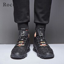Rocu Winter Individuality Men Shoes Wave Shoes New Light Lavish Black Tide Sign Embroidered Sports Casual Shoes Ins Men 100 hitch