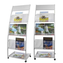 Publicity newspaper bookshelf Student information rack Floor cabinet Creative display rack Wrought iron newspaper rack rotation and movement