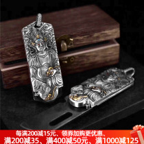 Yellow Chaine God Gluttonous gluttonous folding knife pendant pure silver Mens personality Pendant National Tide CREATIVE ANTI-BODY NECKLACE