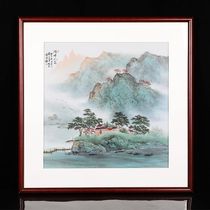 Intangible cultural heritage inheritor Yang Wenhuas work People on the Lake Jingdezhen hand-painted landscape porcelain plate painting