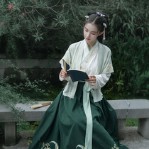 Back to the Han and Tang night late Hanfu female Chinese style spring dress couple cp placket half-arm collar waist-high skirt