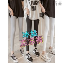 Leggings womens exterior wear spring and summer Thin Ice Silk stretch size Silky Slim slim waist ankle-length pants