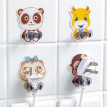 4 8 cartoon plug adhesive hook cord storage creative kitchen adhesive hook non-hole adhesive hook paste strong wall