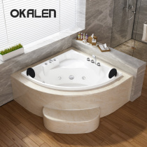 Okallen fan-shaped embedded acrylic bathtub Household adult bath Triangle double bathtub 1m-1 5m