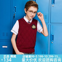 Eaton Ghost British College Boys and Girls Cotton Knitted Vest Children Lingge Pullover Vest 15B042