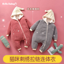 Baby jumpsuit autumn and winter women super foreign baby clothes autumn warm out thick male clothes climbing clothes plus Velvet