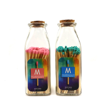 Glass square bottle matches 10cm long handle art candle matches Creative matches double bottle set