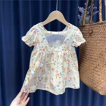 Girls dress 2022 new 1 year old 345 childrens floral summer thin section baby Korean version summer short-sleeved open back