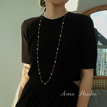 AMO Pearl turtleneck sweater necklace light luxury niche design sense high-end gift does not fade 2021 New