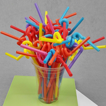 Disposable straw Art straw Stretchable color modeling straw Juice milk tea beverage straw 60 packs