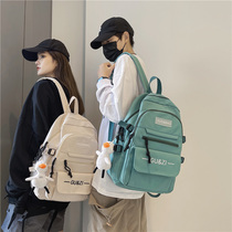 Anti-splashing water canvas backpack female 2021 New Harajuku junior high school students schoolbag street trend backpack men