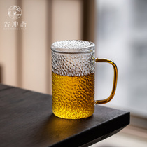 Haneda handmade hammer glass tea cup high temperature resistant glass large capacity water Cup Office side Cup