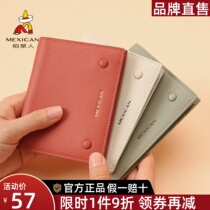 Scarecrow leather wallet girl short 2023 new cow skin cute wallet girl small change wallet