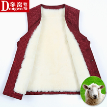 Autumn and winter wool vest female fur one mother vest grandmother middle-aged and elderly womens waistcoat shoulder horse clip cotton coat