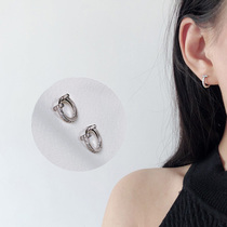 T shape ear buckle whole body 925 sterling silver platinum plated small earrings simple diamond earrings female