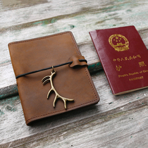 Original Mad Horse Cow Leather Passport Clip Handmade Personality Abroad Document Containing Cover Large Capacity Card Ticket Passport Bag