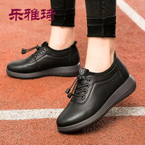 Leja Qi Fall Mom Shoes Genuine Leather Soft Bottom Women Shoes Non-slip Middle Aged Casual Spring Autumn Money Sports Tourist Shoes