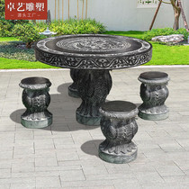 Stone table stone bench courtyard garden natural blue stone antique household outdoor stone table and chair outdoor round stone carving table