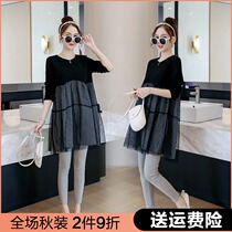 Pregnant womens autumn dress Spring and Autumn New Net red suit fashion autumn skirt top spring and autumn maternity