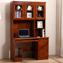 Oak desk bookshelf combination modern simple solid wood with bookcase home children learning computer desk bookstand