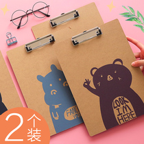 A4 board clip writing folder Writing drawing board for primary school students Hardwood board clip cardboard pad board Writing homework splint stationery student exam cute clip book Wooden book clip book shelf creative