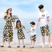 Parent-child T-shirt family of four 2021 New Tide mother dress whole family decoration seaside resort beach set summer