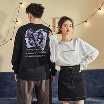 Tang Shi Spring 2021 New Couple Long Sleeve T-Shirt Mens Cotton Loose Back Trend Print Teen Top