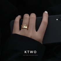 Cold wind ins sexy tide adjustable bag K gold wide ring female net red niche index finger ring simple fashion