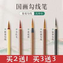 Qingqing School Tie Painting Coussel Pen Millium Red Wolf Little Gold Flower Line Blade Stick Stick White Description Specialized Flowers and Birds Description