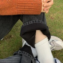 DREAM SEVEN77 high waist smoke grey jeans women 2021 autumn and winter new gush display slim straight pants