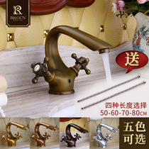 American antique faucet all copper cold and hot re classical basin single hole double handle washbasin European basin faucet