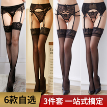 Sexy fun garter stockings female crotchless lingerie Lace Transparent Passion bed tease Flirting Pajama Suit