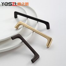 Elegant Nordic wind light extravagant cabinet door pure brass handle gold minimalist wardrobe cupboard drawer cupboard brass handle