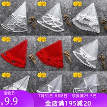Veil new short variety of lace exquisite wild bridal wedding dress variety of white red bridal wedding veil
