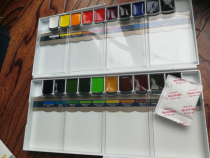 (Miscellaneous pile) Meijiele solid watercolor paint silver with palette 20 color half watercolor