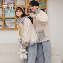 Couple coral suede pyjamas woman autumn winter money sweet and cute thickened flannel men suit students home clothes