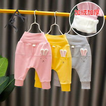 Baby big butt pants autumn and winter clothes plus Velvet girl baby Haren pants outside wear pants girls pp pants thick autumn clothes tide