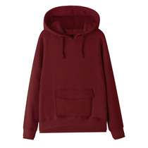 Special clearance wine red sweatshirt female Korean loose hooded fleece sports leisure BF plus velvet padded jacket