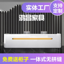 Paint paint front desk reception desk desk office welcome desk beauty salon training institution front table curved bar cashier counter