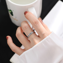 ten Wei Retro Weave S925 Pure Silver Ring Hemp Blossom Opening Fashion Make Old Index Finger Ring Minima Lukewarm Ring