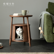 Park in plain wood for Nordic solid wood small side a few black walnuts tea table table sofa bed head round creative corner a few owls house