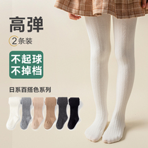 Girls pantyhose Spring and autumn thin baby Even foot pants Sox socks pure cotton white big child conjoined socks children with underpants