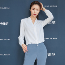 White chiffon professional shirt women long sleeve Korean version loose temperament capable dress shirt sales department work clothes