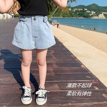 Girl Net Red Denim Shorts Foreign Air Fashion 2022 New pint of children pants outside wearing 100 hitch hot pants tide