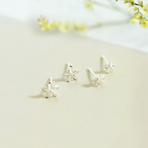 s925 Pure Silver Ear Nail Woman Temperament Korean Personality Student Flowers Chicken Egg Flower Fresh Earrings 100 Hitch Ear Hole