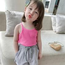 2022 new little girl summer foreign air harness baby stripe 100 lap vest child thin blouse harness inner lap