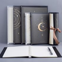 Star and moon bronzing loose-leaf B5 notebook ultra-thick removable shell soft leather notebook core simple coil book