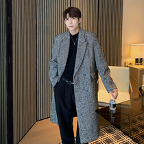 Hualun winter wool coat mens mid-length ifashion haute couture handsome mens wool coat